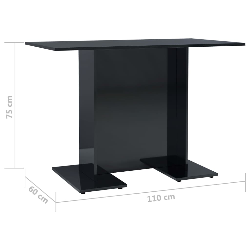 Berkfield Dining Table High Gloss Black 110x60x75 cm Engineered Wood