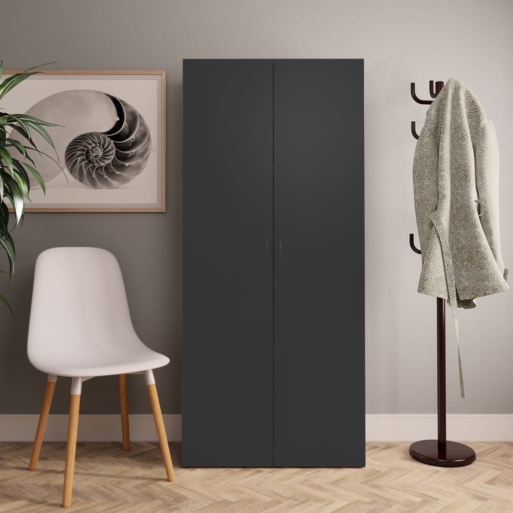 Berkfield Shoe Cabinet Grey 80x35.5x180 cm Engineered Wood