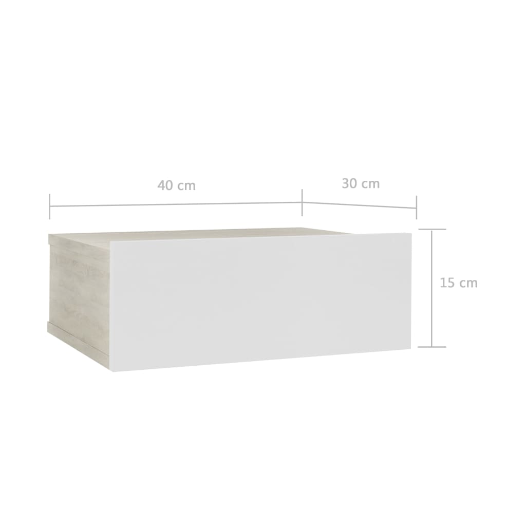 Berkfield Floating Nightstands 2pcs White Sonoma Oak 40x30x15cm Engineered Wood