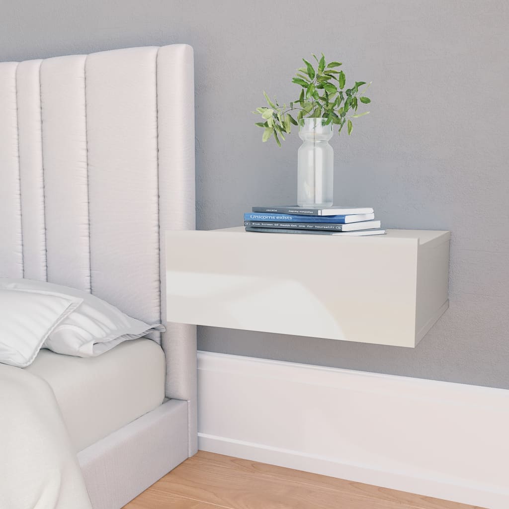 Berkfield Floating Nightstands 2 pcs High Gloss White 40x30x15 cm Engineered Wood