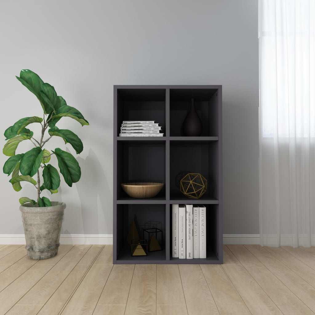 Berkfield Book Cabinet/Sideboard High Gloss Grey 66x30x97.8 cm Engineered Wood