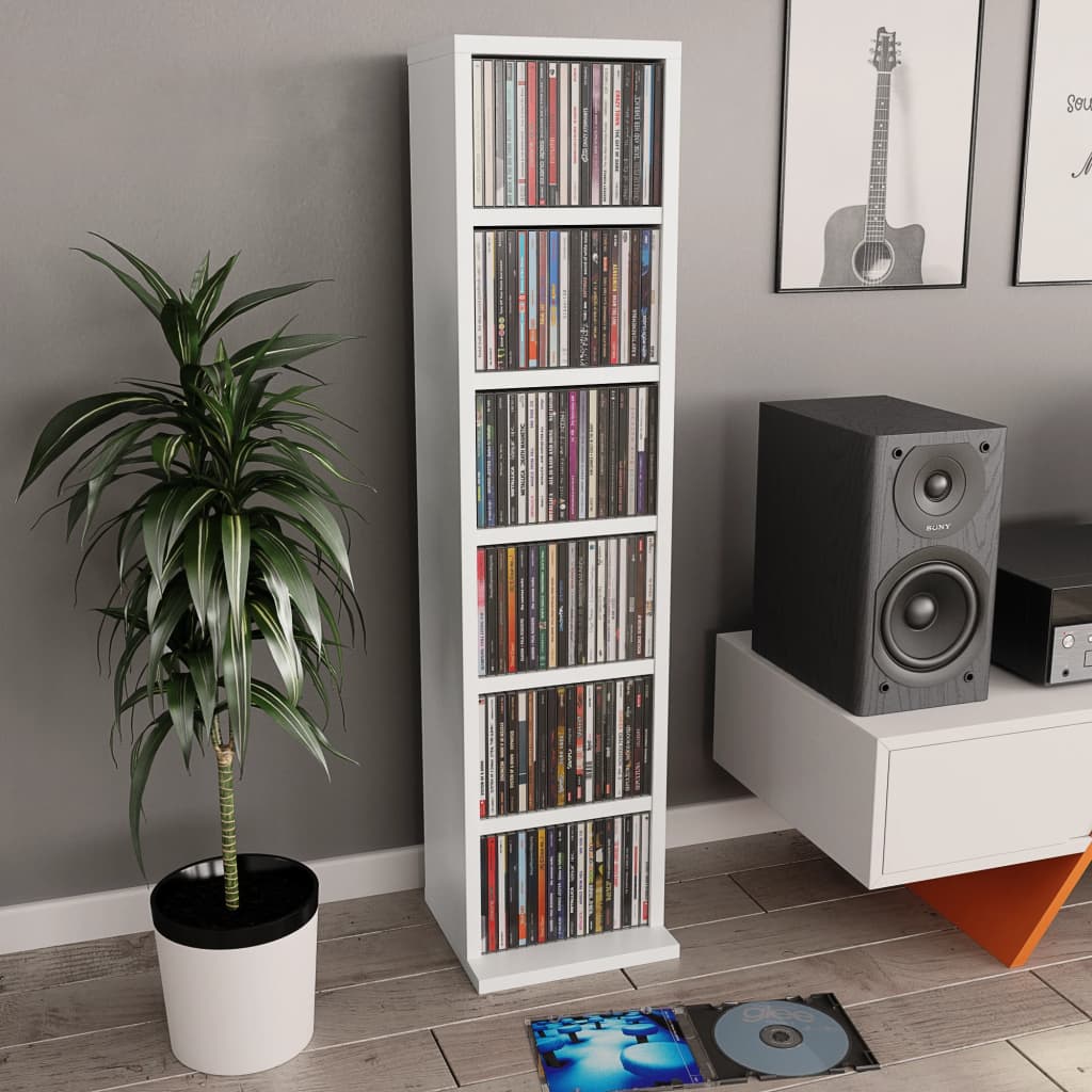Berkfield CD Cabinet White 21x20x88 cm Engineered Wood