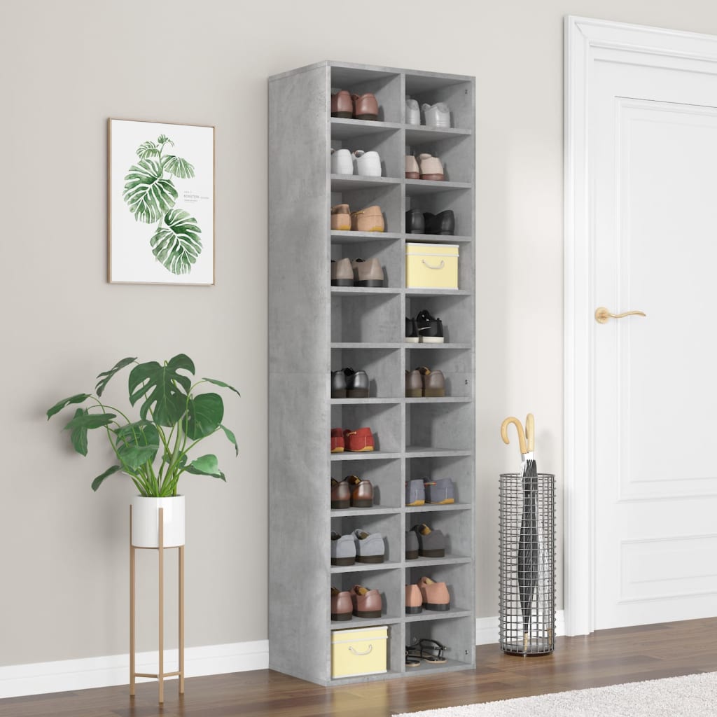 Berkfield Shoe Cabinet Concrete Grey 54x34x183 cm Engineered Wood