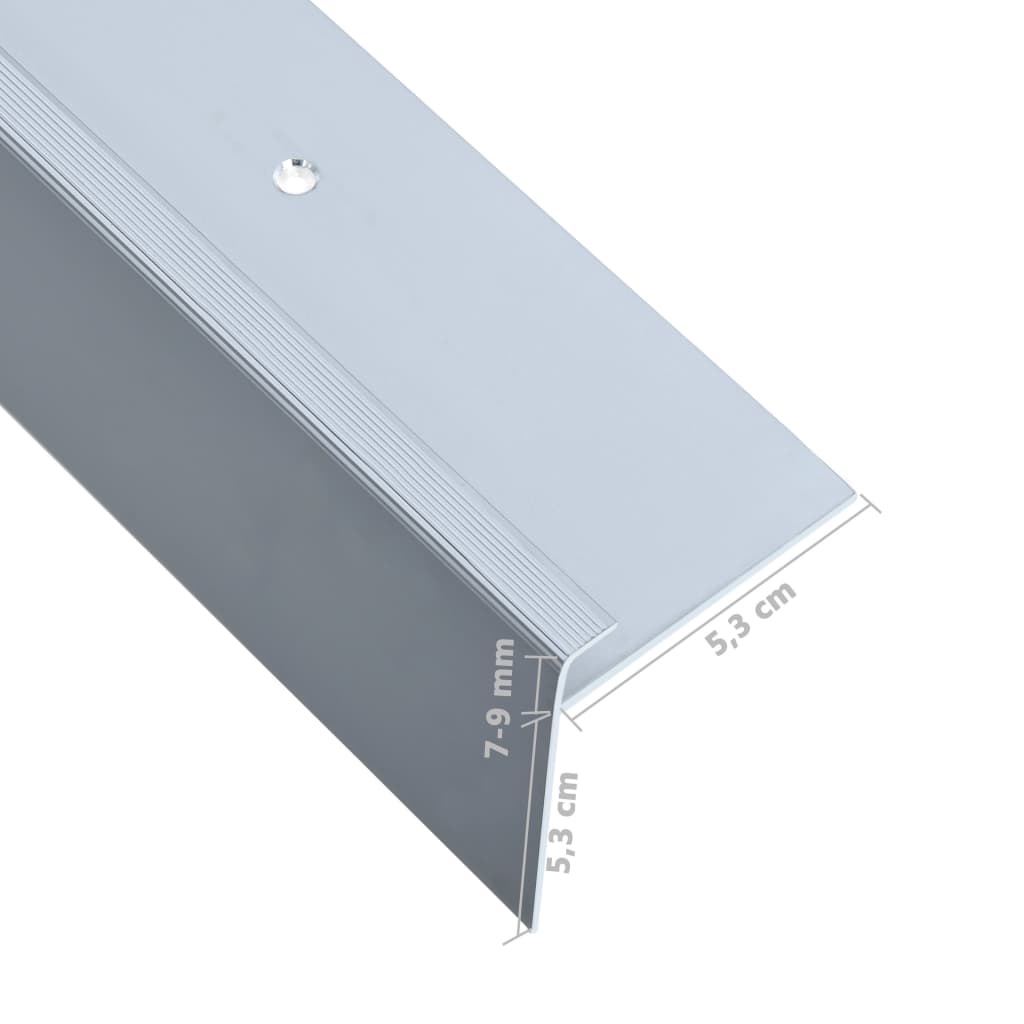 Berkfield F-shape Stair Nosings 15 pcs Aluminium 90 cm Silver