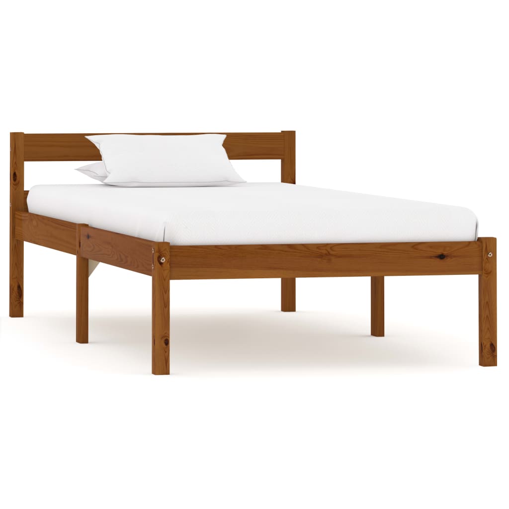 Berkfield Bed Frame Honey Brown Solid Pine Wood 90x200 cm