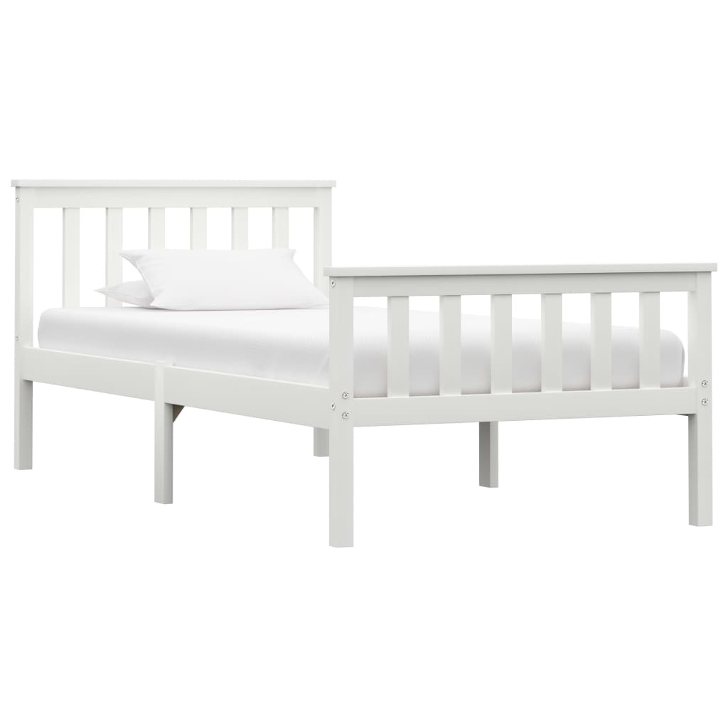 Berkfield Bed Frame White Solid Pinewood 100x200 cm