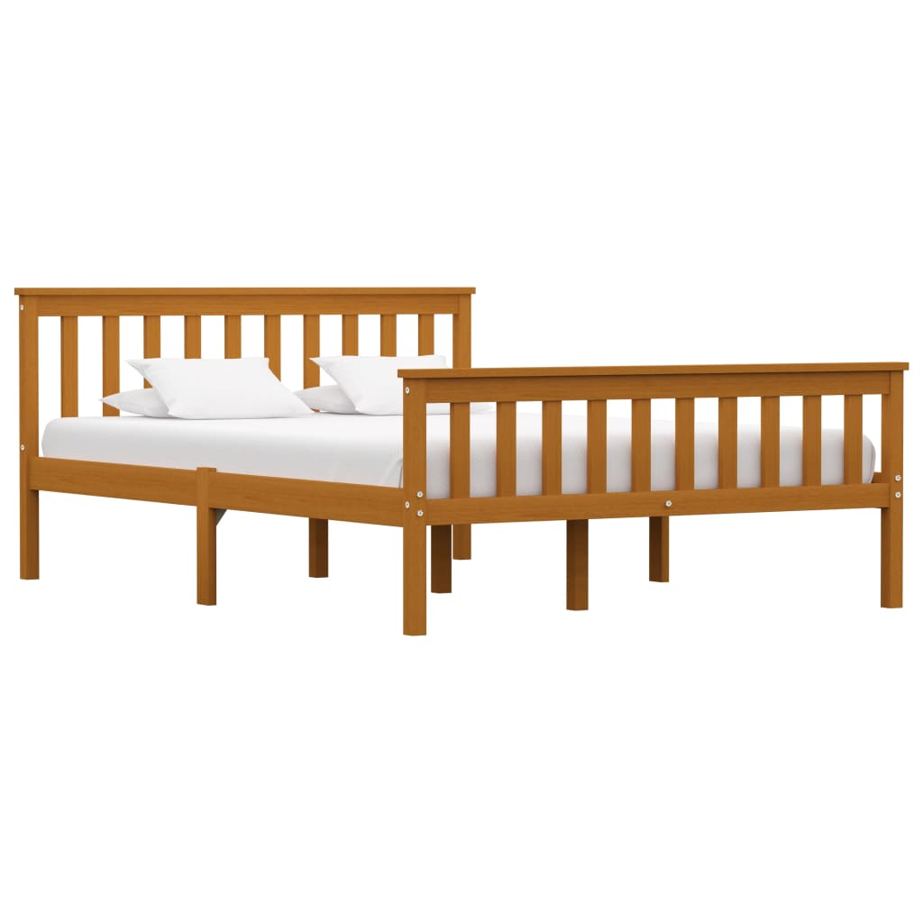 Berkfield Bed Frame Honey Brown Solid Pinewood 135 x 190 cm