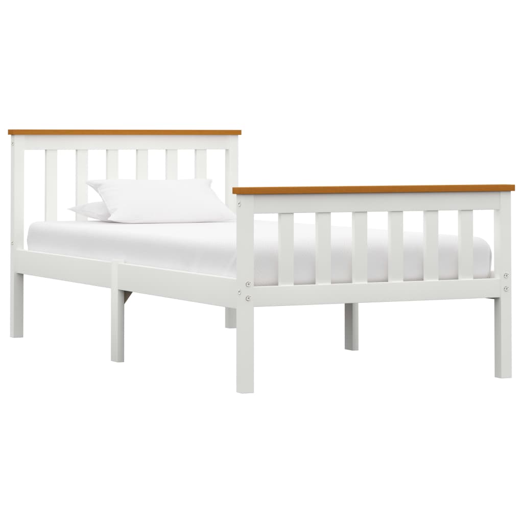 Berkfield Bed Frame White Solid Pinewood 100x200 cm