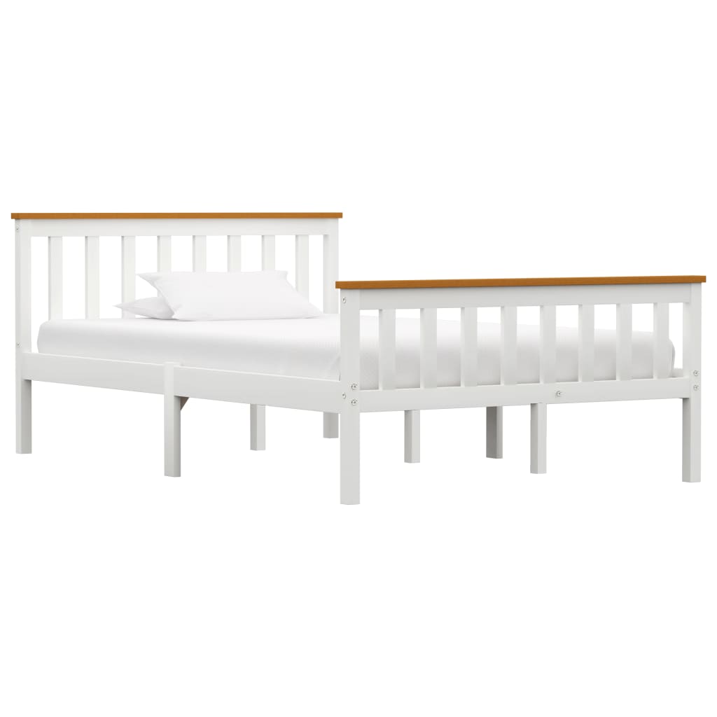 Berkfield Bed Frame White Solid Pinewood 120 x 190 cm
