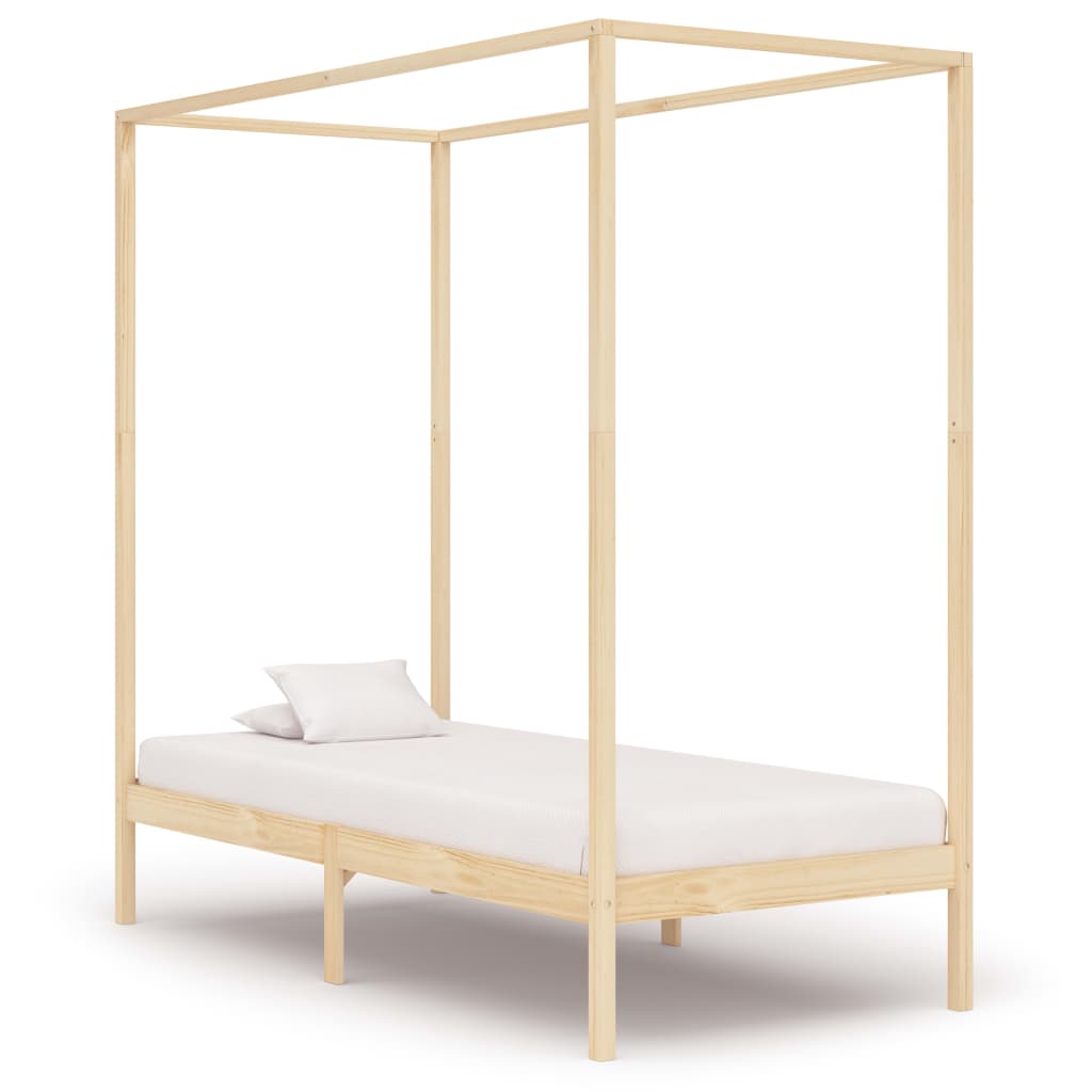 Berkfield Canopy Bed Frame Solid Pine Wood 90x200 cm