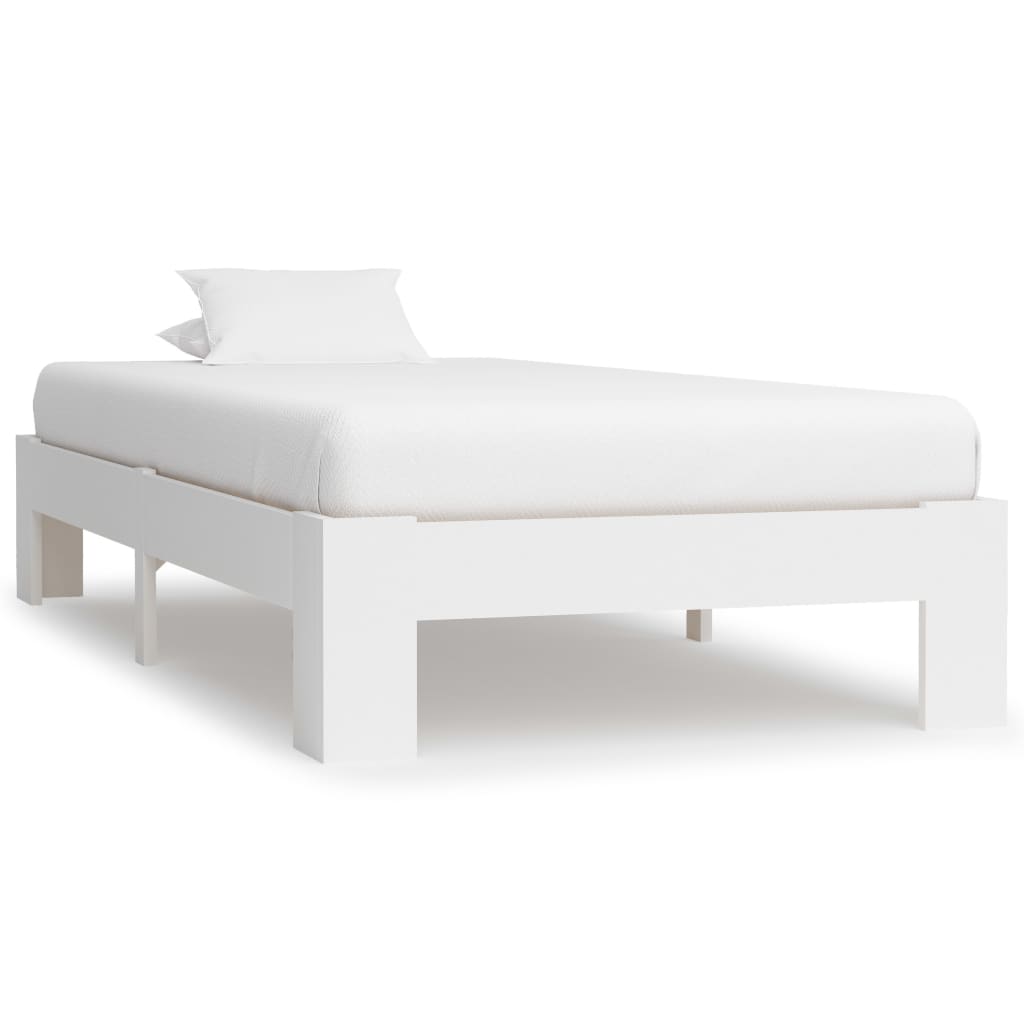Berkfield Bed Frame White Solid Pine Wood 100x200 cm