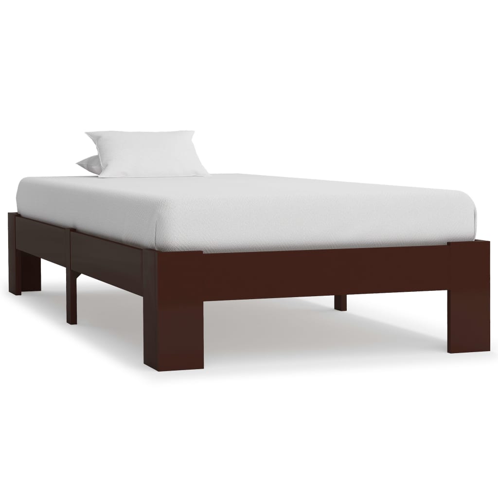 Berkfield Bed Frame Dark Brown Solid Pine Wood 100x200 cm