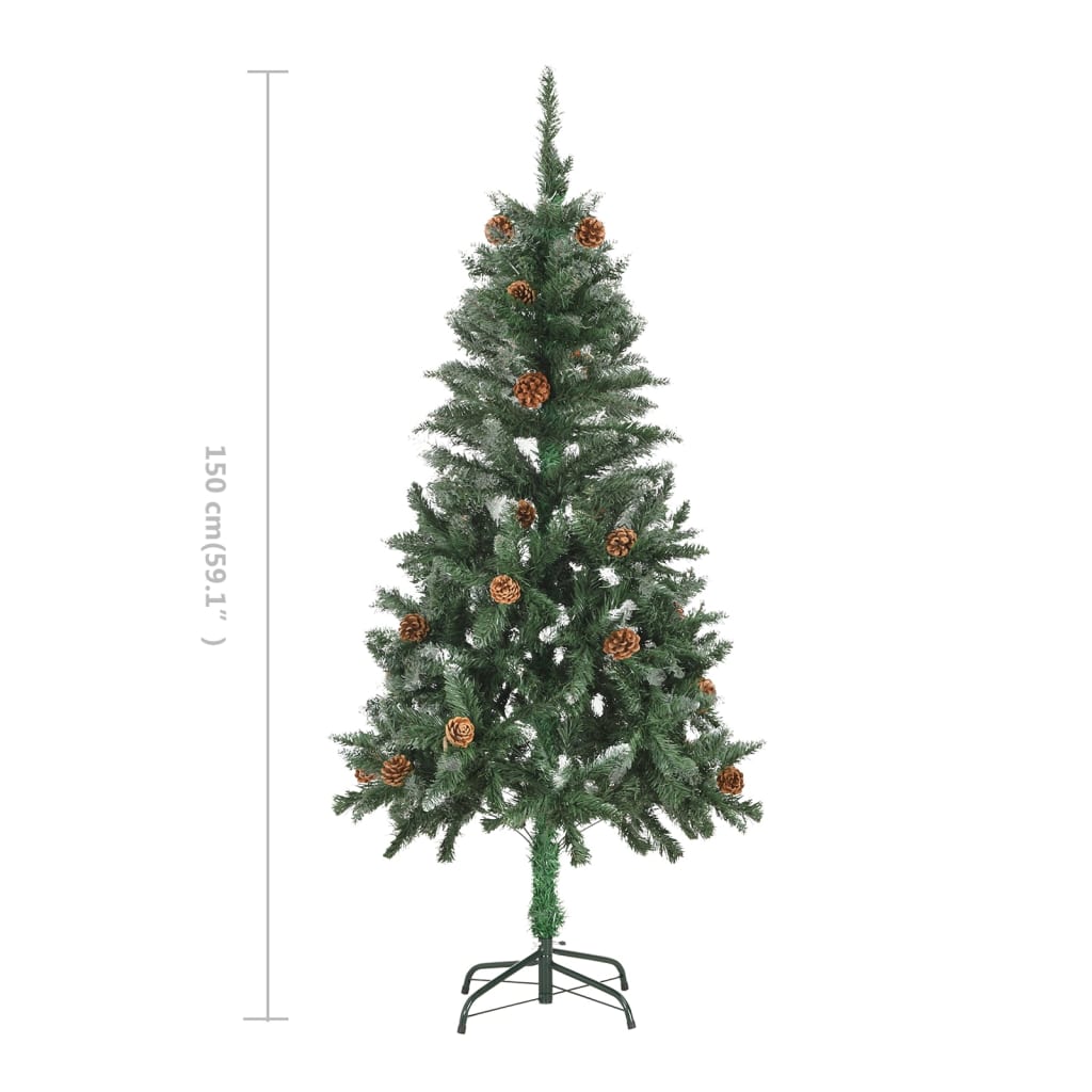 Berkfield Artificial Christmas Tree with Pine Cones and White Glitter 150 cm