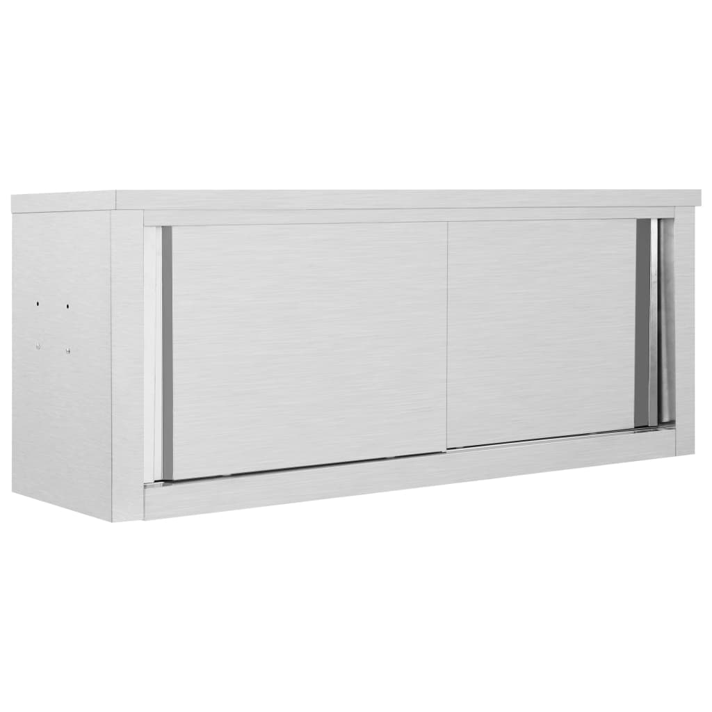 Berkfield Kitchen Wall Cabinet with Sliding Doors 120x40x50 cm Stainless Steel