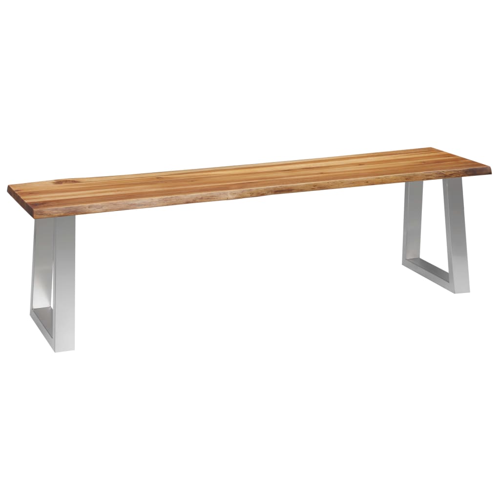 Berkfield Bench 160 cm Solid Acacia Wood and Stainless Steel
