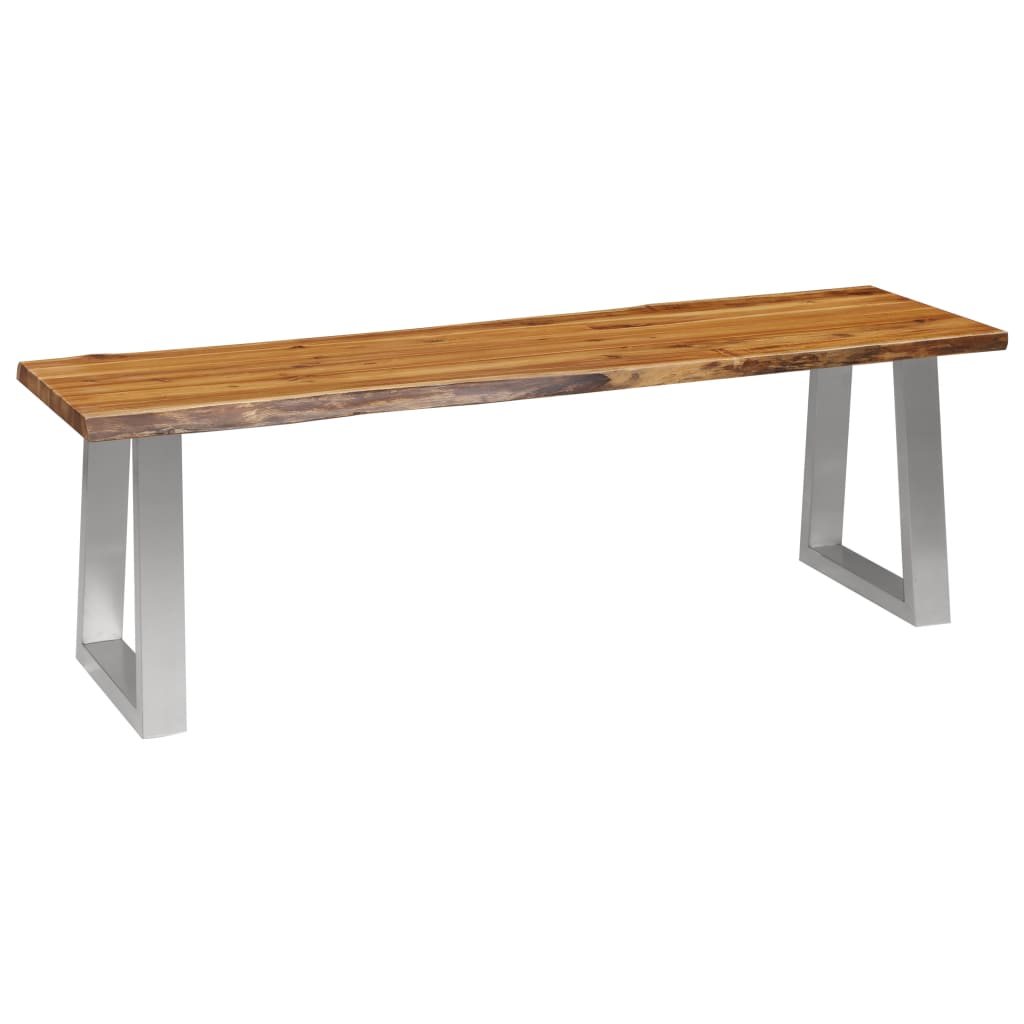 Berkfield Bench 140 cm Solid Acacia Wood and Stainless Steel