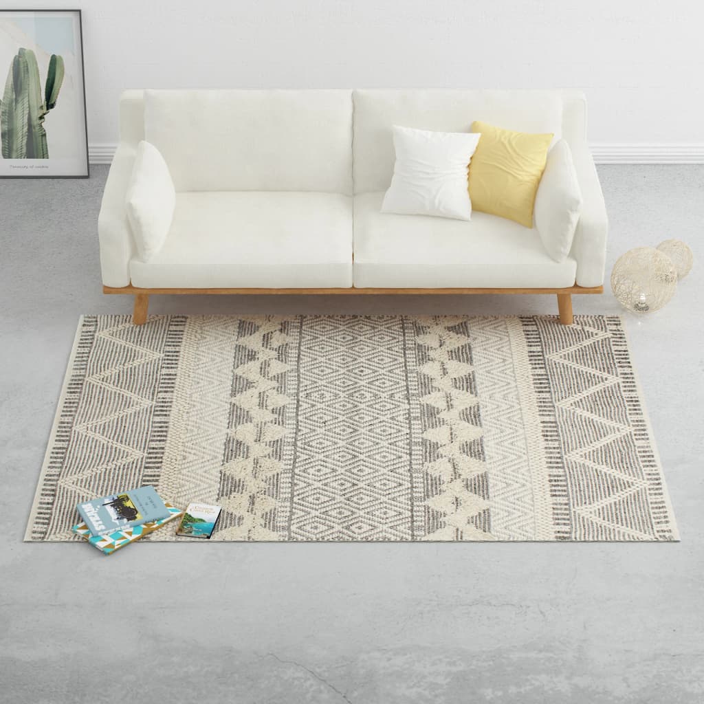 Berkfield Rug Handwoven Wool 80x150 cm White/Grey/Black/Brown