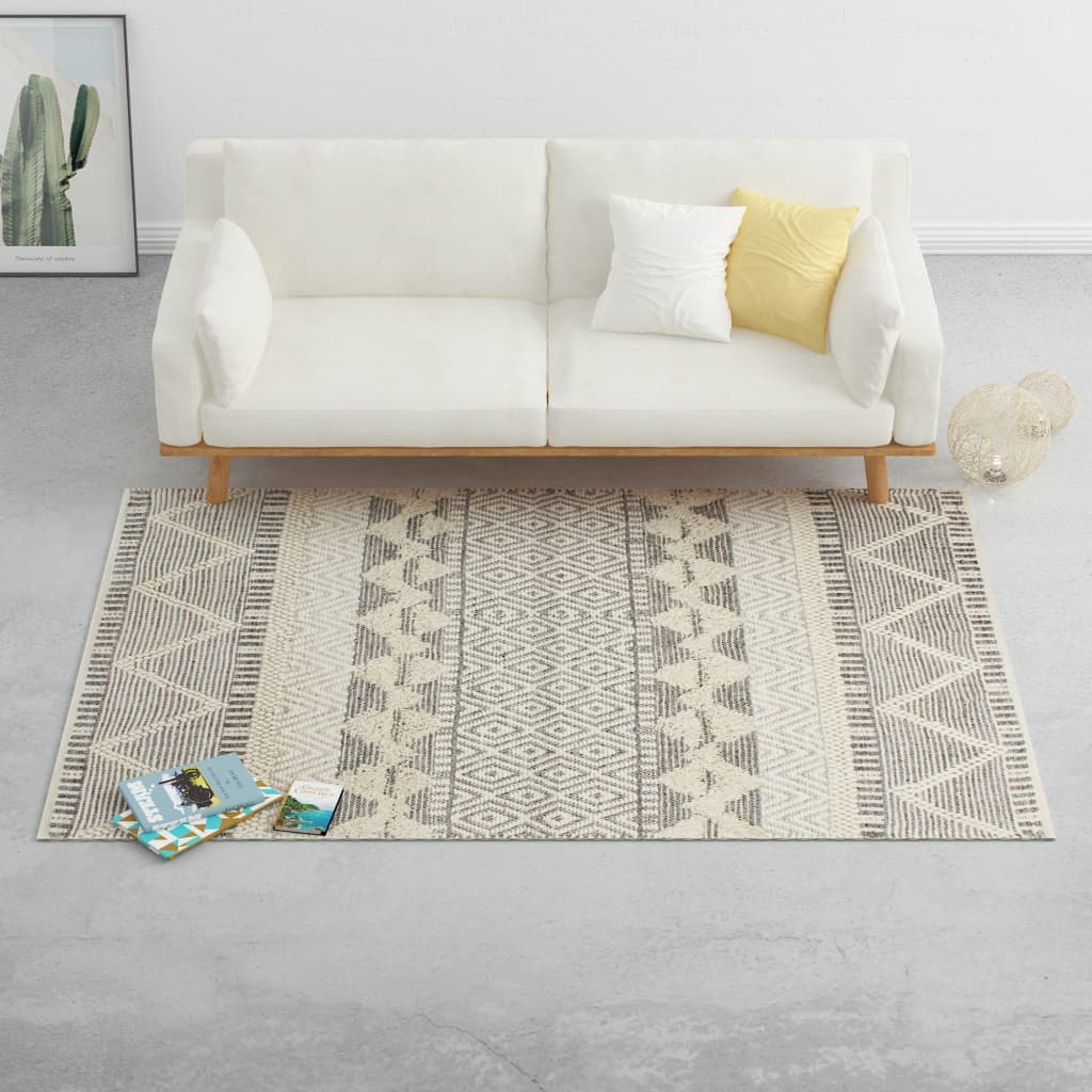 Berkfield Rug Handwoven Wool 160x230 cm White/Grey/Black/Brown