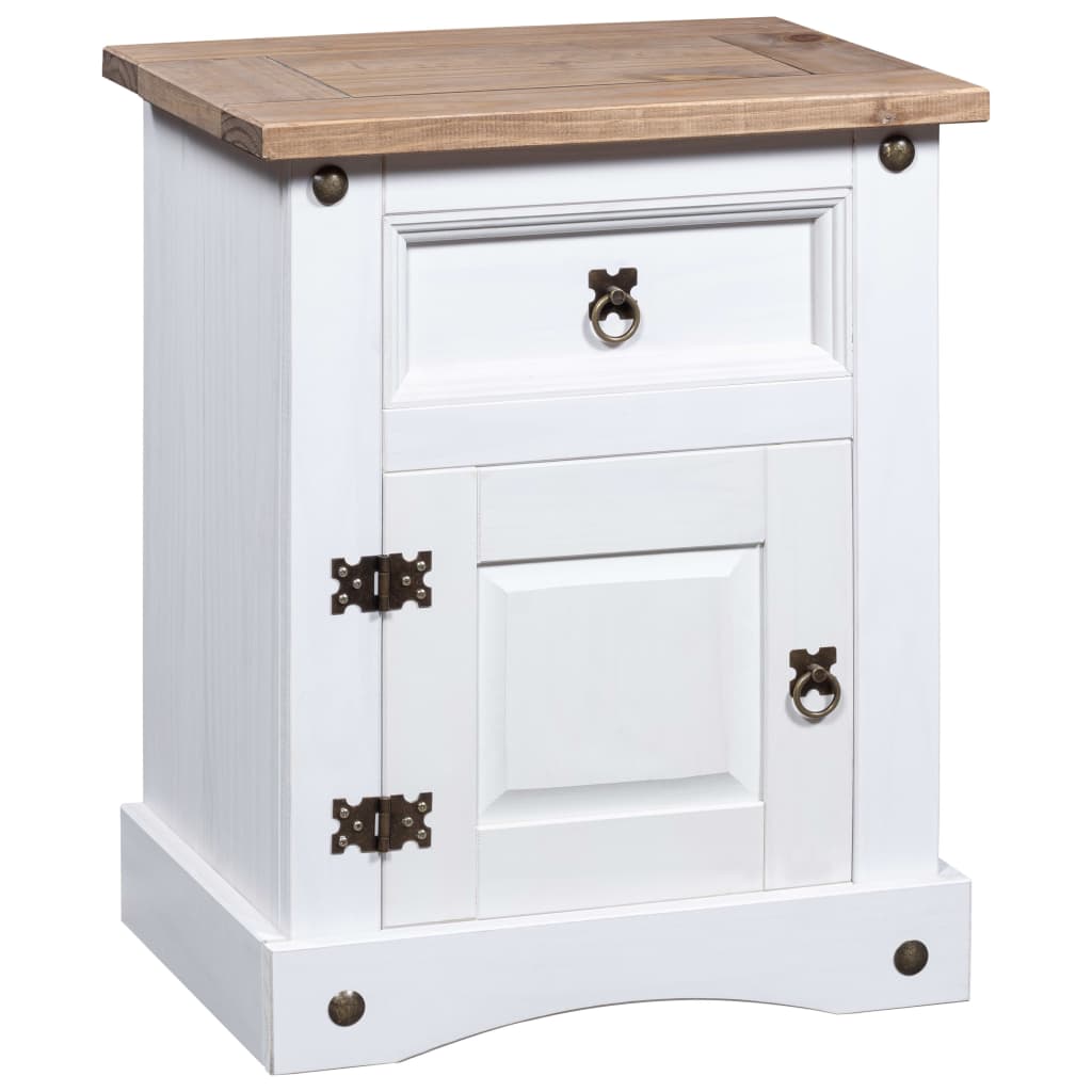 Berkfield Bedside Cabinet Mexican Pine Corona Range White 53x39x67 cm