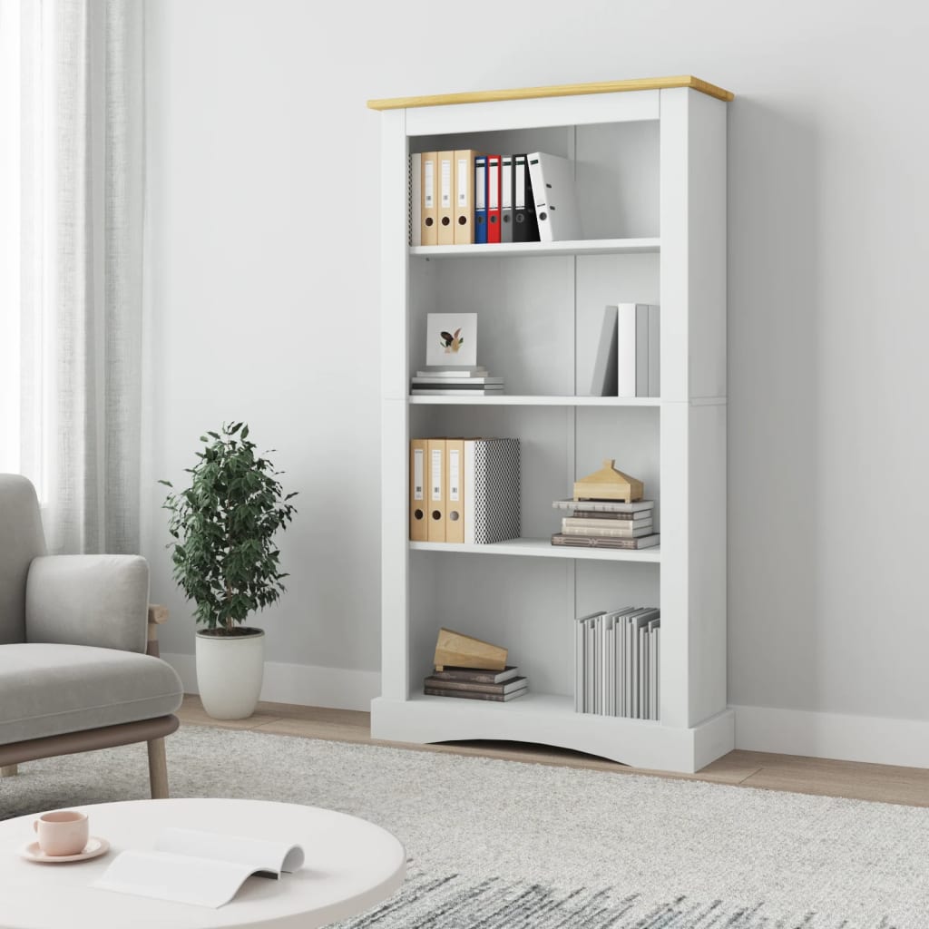 Berkfield 4-Tier Bookcase Mexican Pine Corona Range White 81x29x150 cm