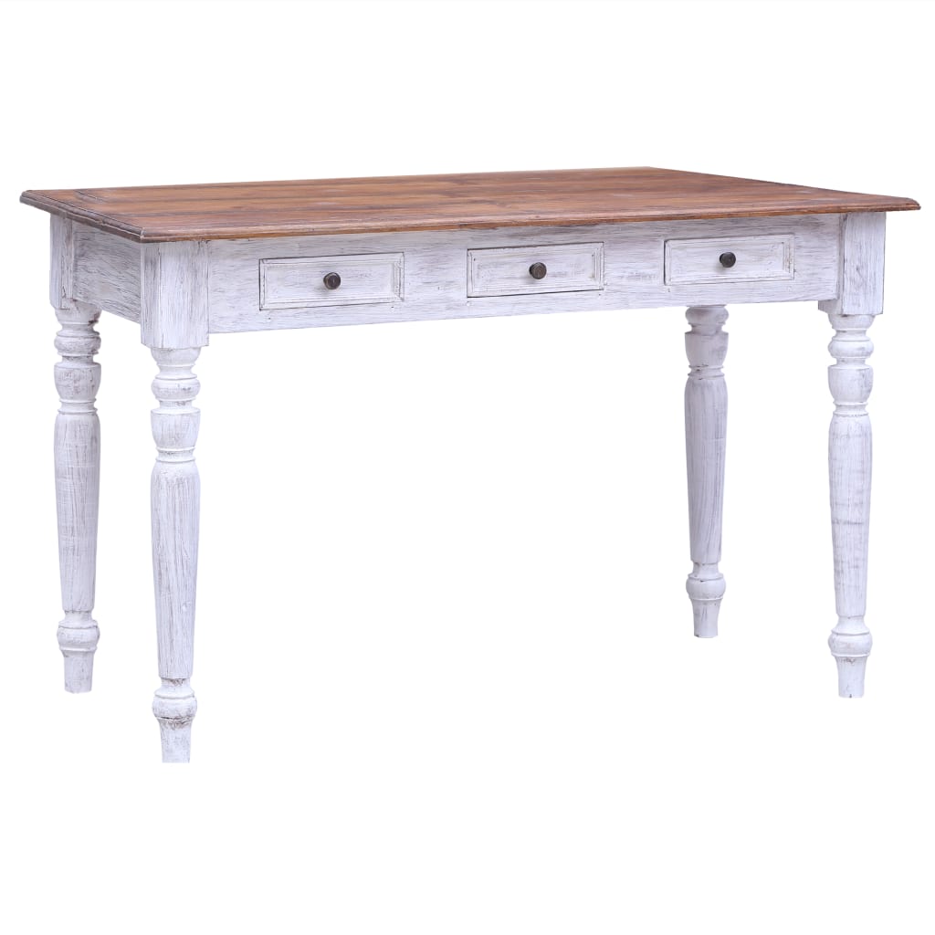 Berkfield Desk with Drawers White 117x57x75 cm Solid Reclaimed Wood