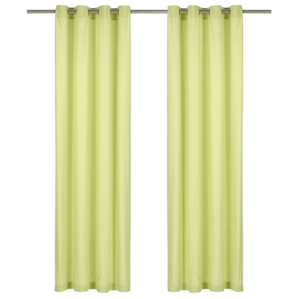 Berkfield Curtains with Metal Rings 2 pcs Cotton 140x175 cm Green
