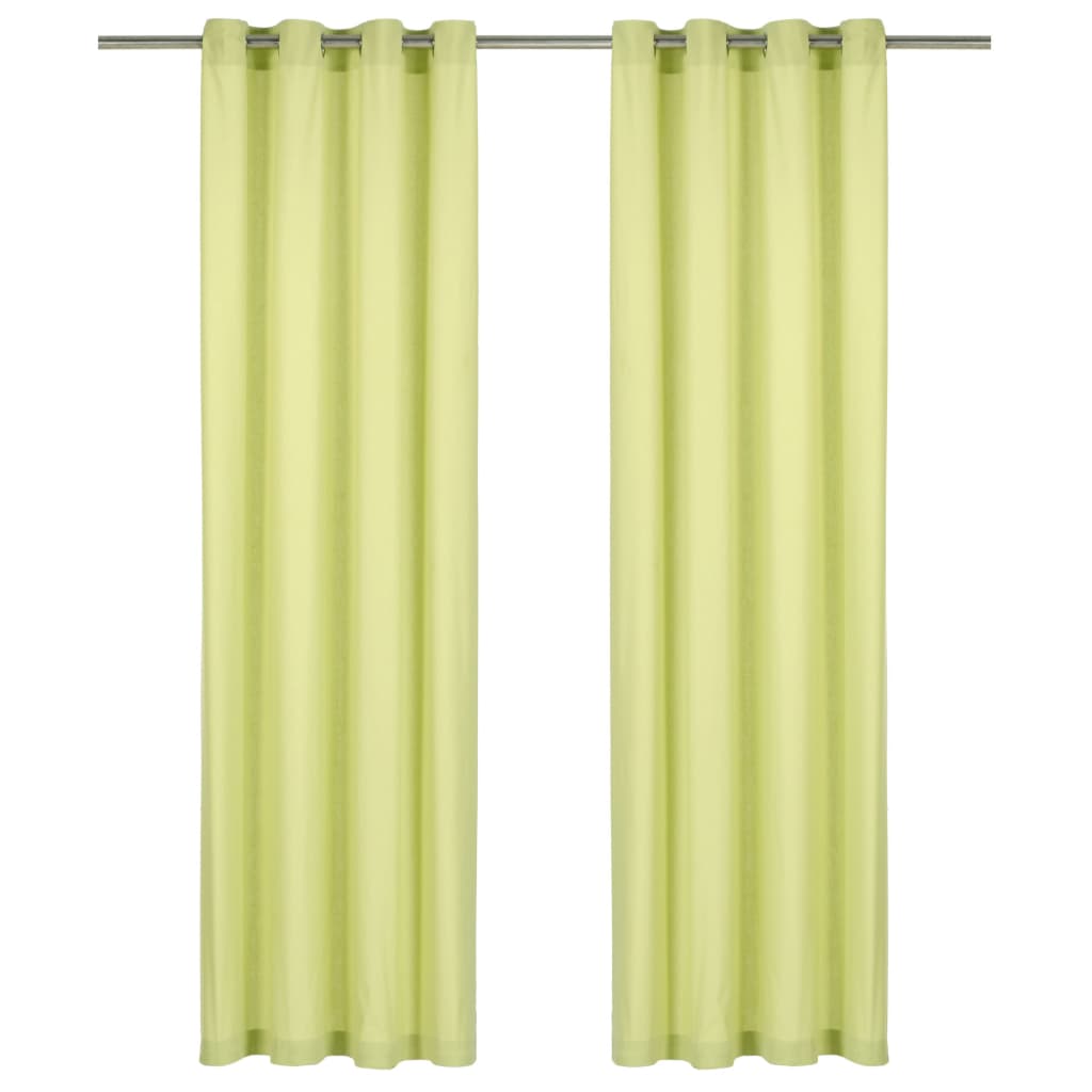 Berkfield Curtains with Metal Rings 2 pcs Cotton 140x225 cm Green