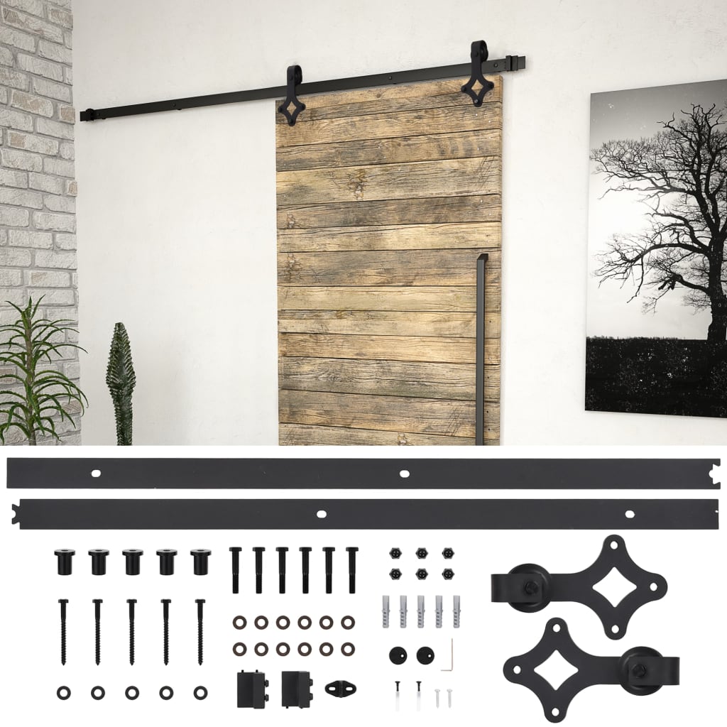 Berkfield Sliding Door SKIEN Hardware Kit 200 cm Steel Black