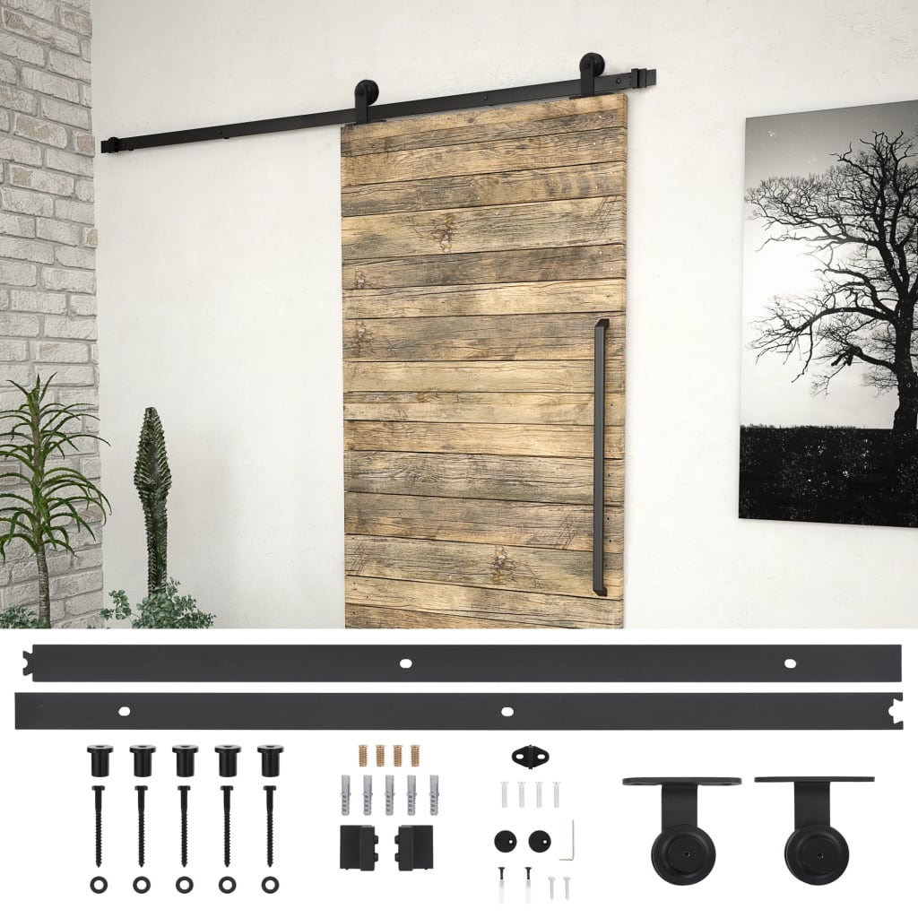 Berkfield Sliding Door SKIEN Hardware Kit 200 cm Steel Black
