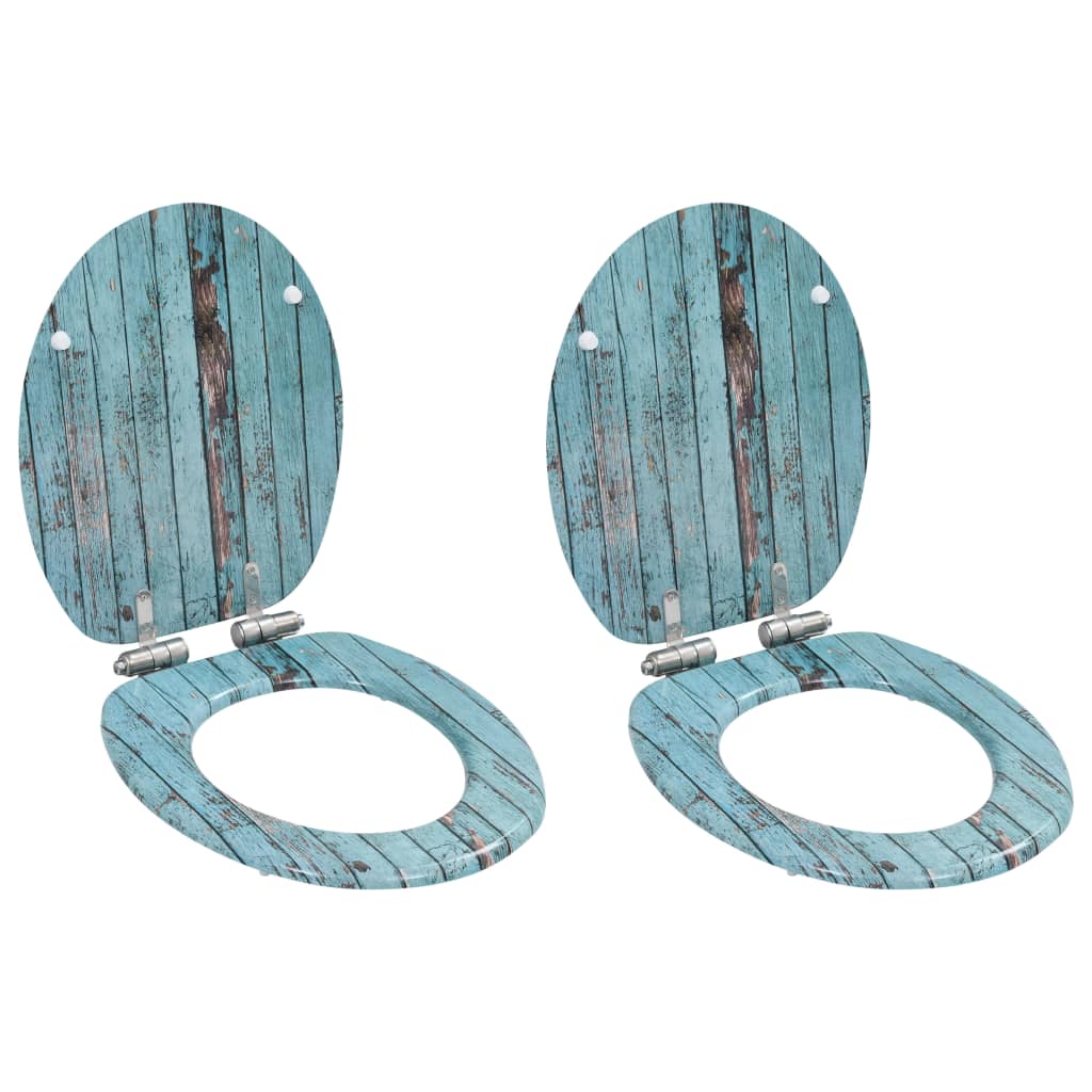 Berkfield WC Toilet Seats 2 pcs with Soft Close Lids MDF Old Wood Design