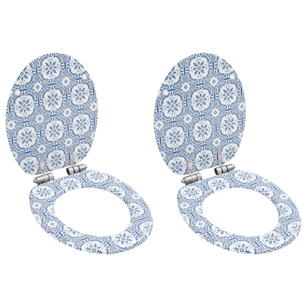 Berkfield WC Toilet Seats 2 pcs with Soft Close Lids MDF Porcelain Design