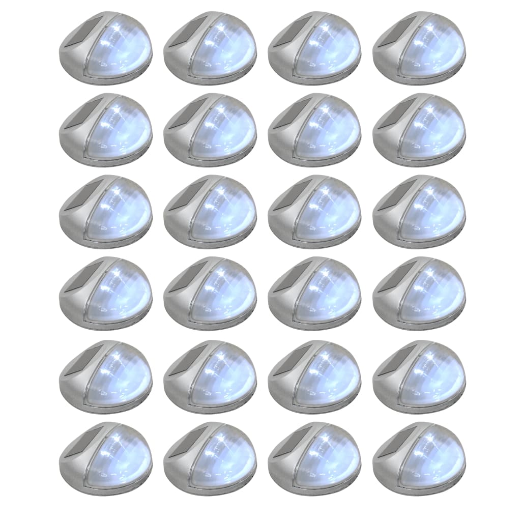 Berkfield Outdoor Solar Wall Lamps LED 24 pcs Round Silver