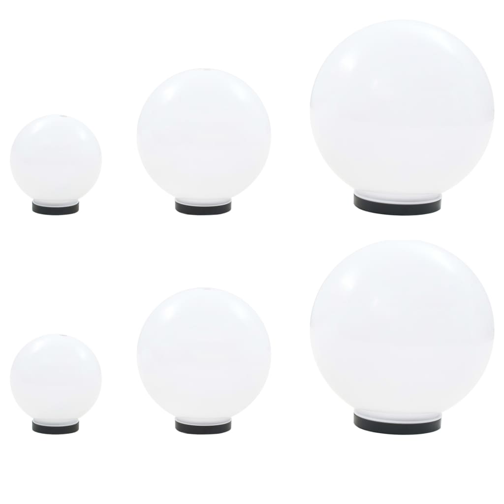 Berkfield 6 Piece LED Bowl Lamp Set Spherical 20/30/40 cm PMMA