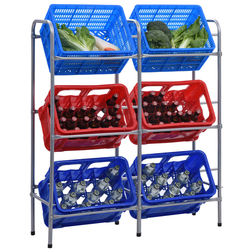 Berkfield Storage Shelf for 6 Crates Silver 96x33x116 cm Steel