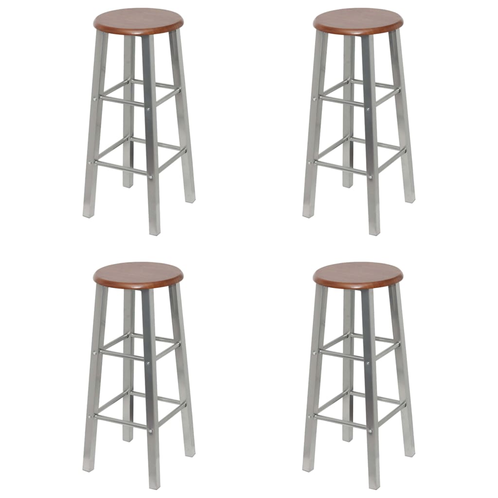 Berkfield Bar Stools 4 pcs Silver and Brown MDF