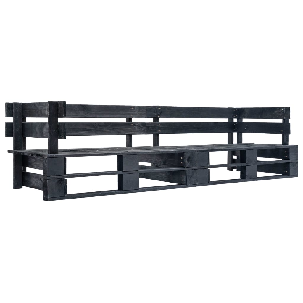 Berkfield 2-Seater Garden Pallet Sofa Black Wood