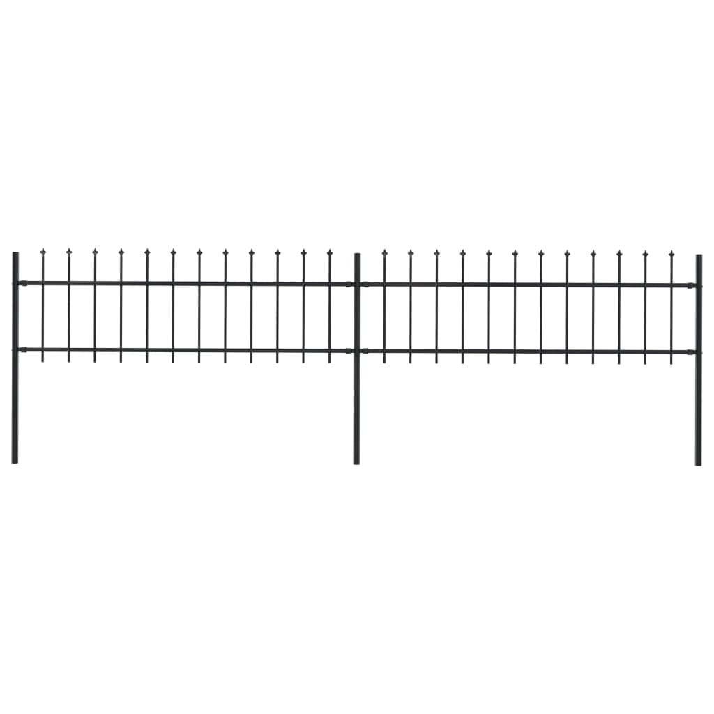 Berkfield Garden Fence with Spear Top Steel 3.4x0.6 m Black