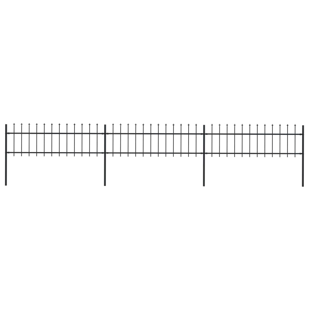 Berkfield Garden Fence with Spear Top Steel 5.1x0.6 m Black