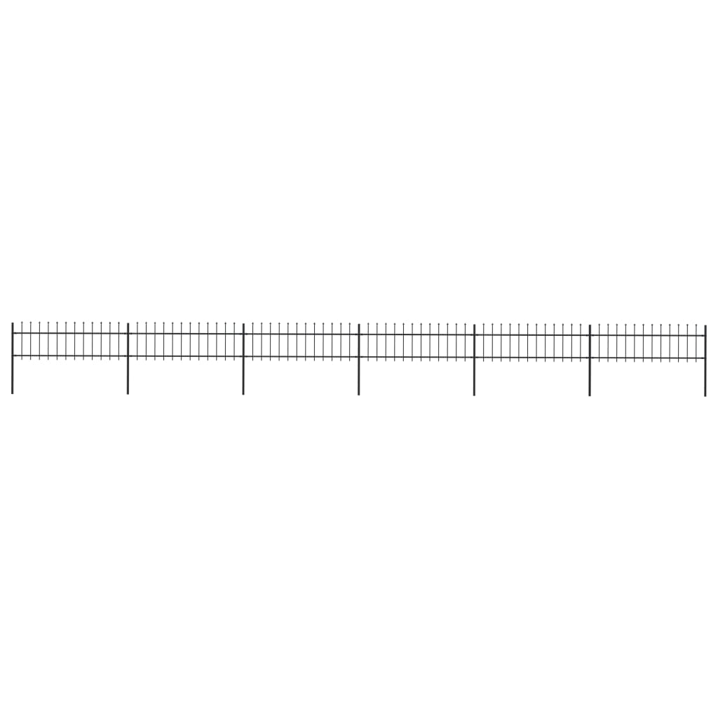 Berkfield Garden Fence with Spear Top Steel 10.2x0.6 m Black