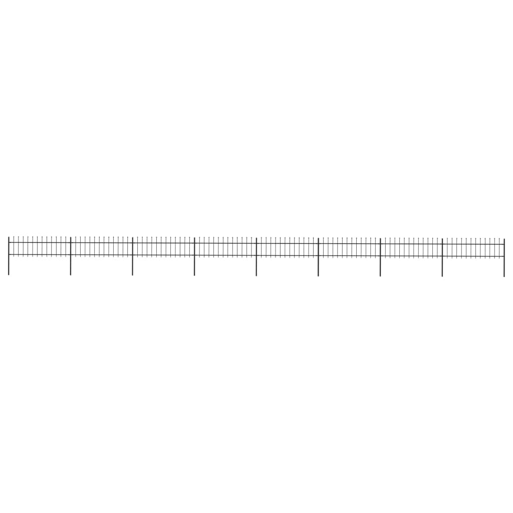Berkfield Garden Fence with Spear Top Steel 13.6x0.6 m Black