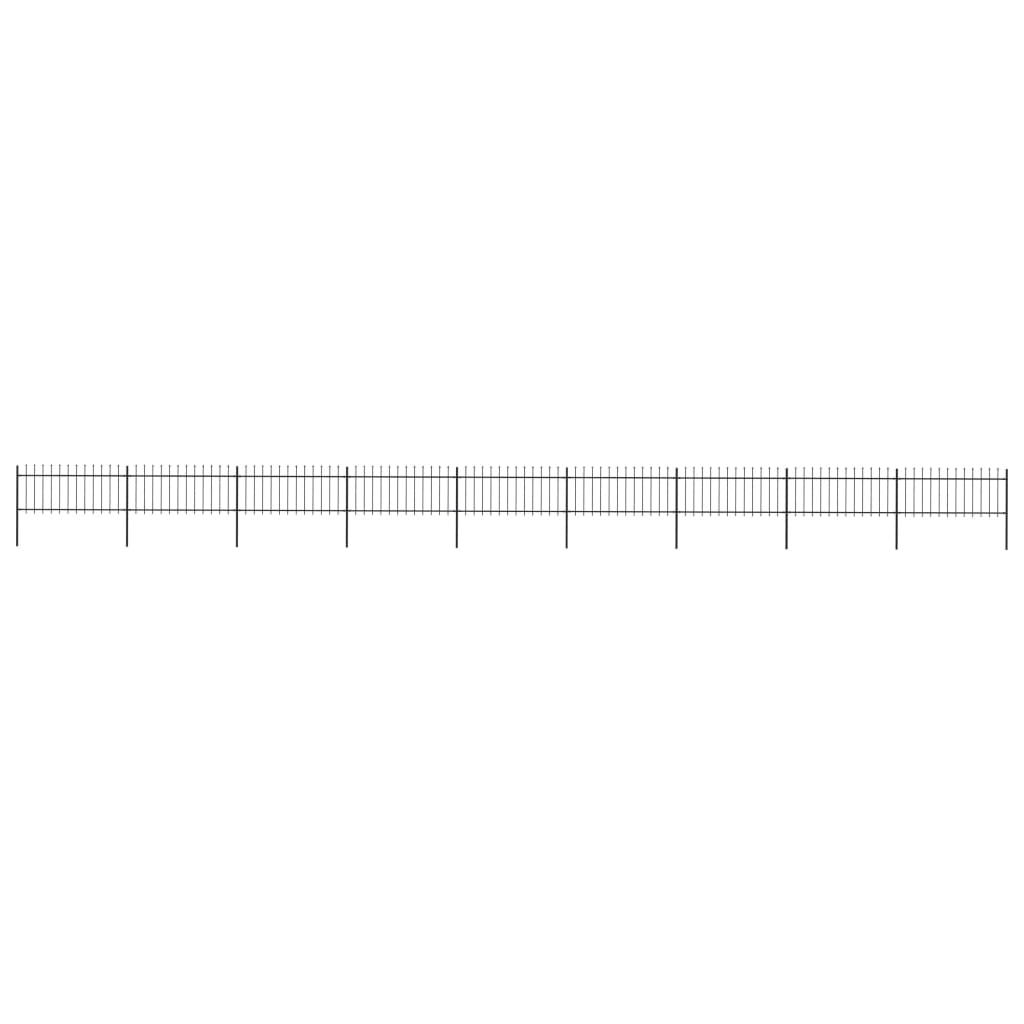 Berkfield Garden Fence with Spear Top Steel 15.3x0.8 m Black