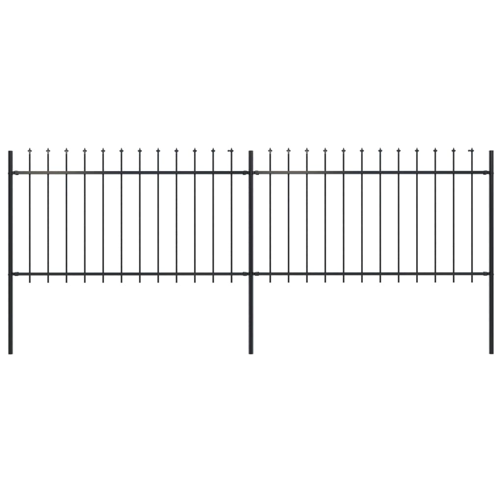 Berkfield Garden Fence with Spear Top Steel 3.4x1 m Black