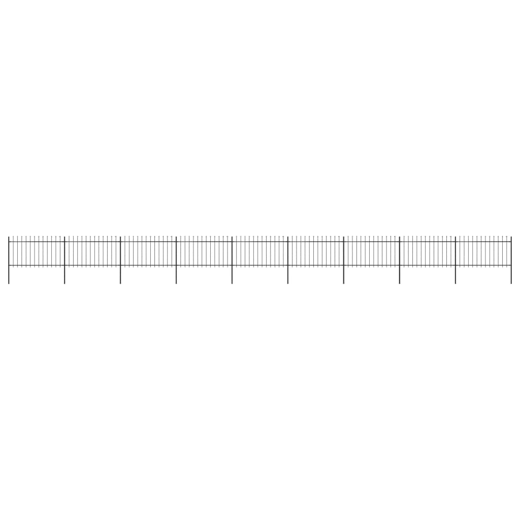 Berkfield Garden Fence with Spear Top Steel 15.3x1 m Black