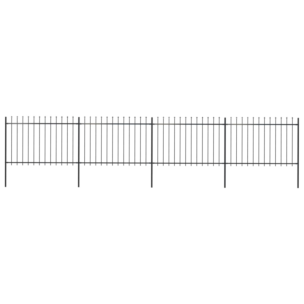 Berkfield Garden Fence with Spear Top Steel 6.8x1.2 m Black