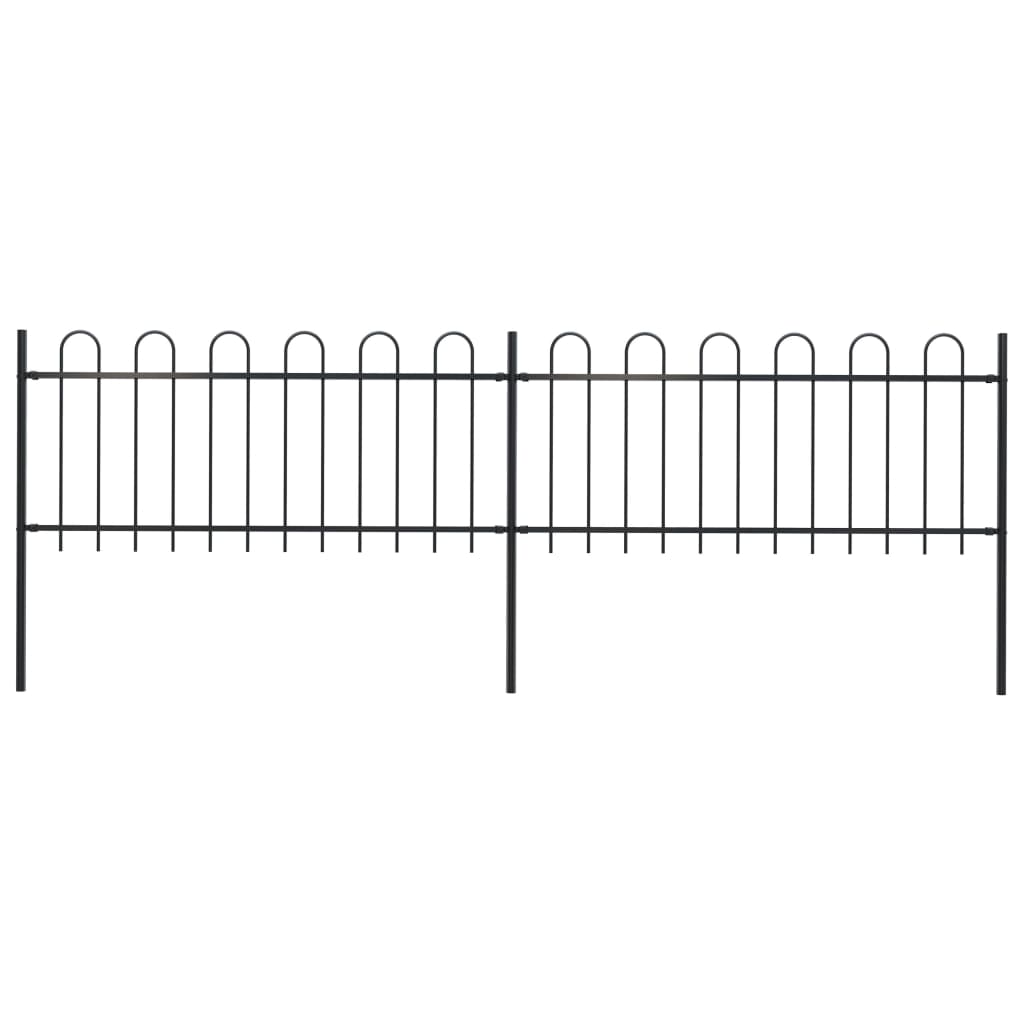 Berkfield Garden Fence with Hoop Top Steel 3.4x0.8 m Black
