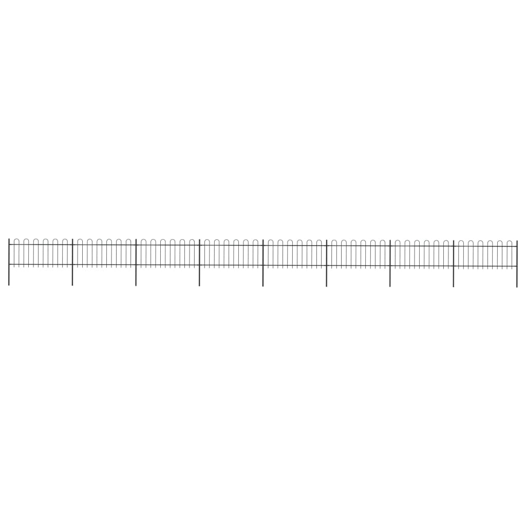 Berkfield Garden Fence with Hoop Top Steel 13.6x0.8 m Black