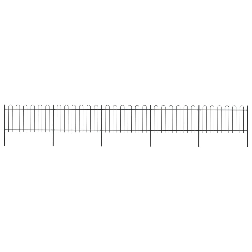 Berkfield Garden Fence with Hoop Top Steel 8.5x1 m Black