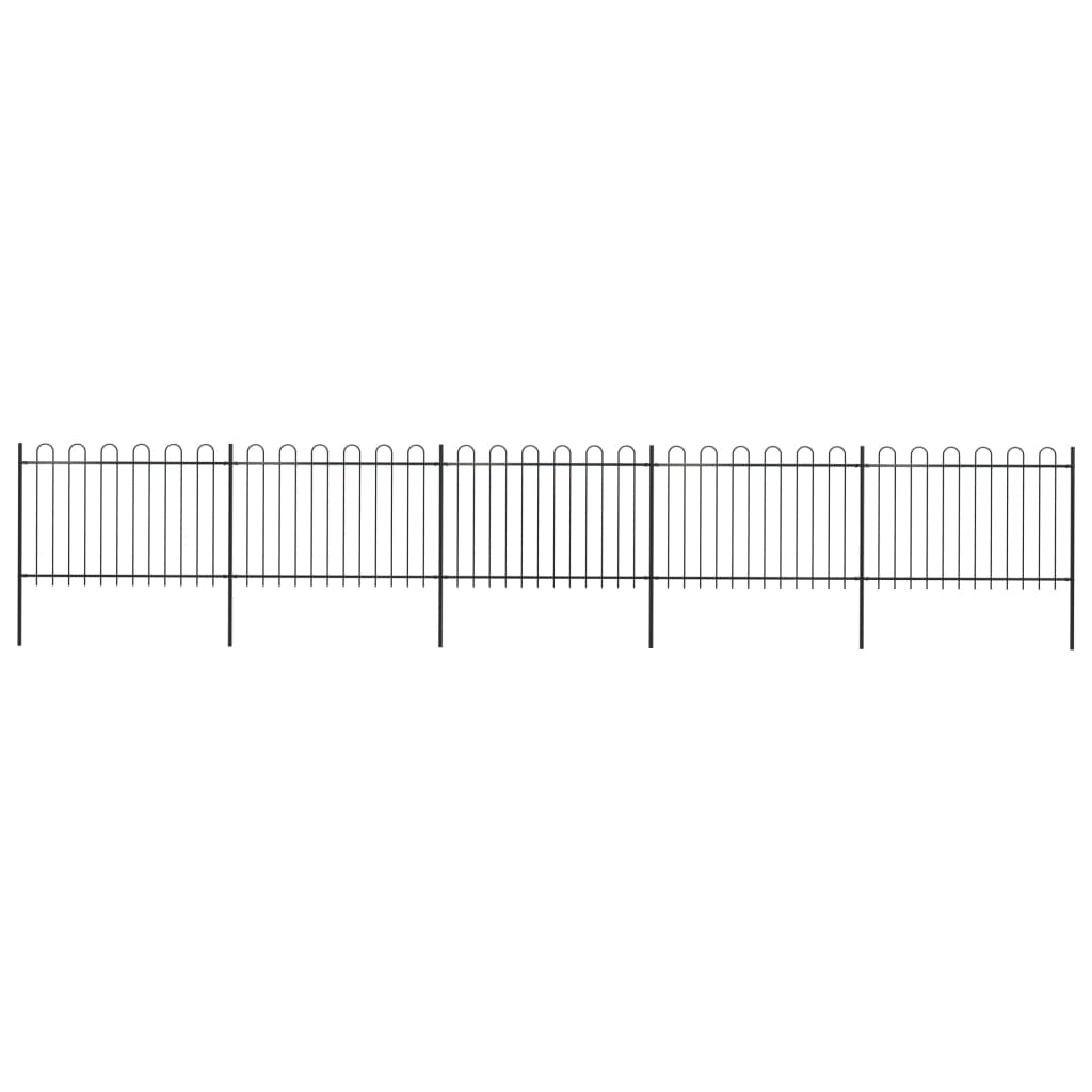 Berkfield Garden Fence with Hoop Top Steel 8.5x1.2 m Black