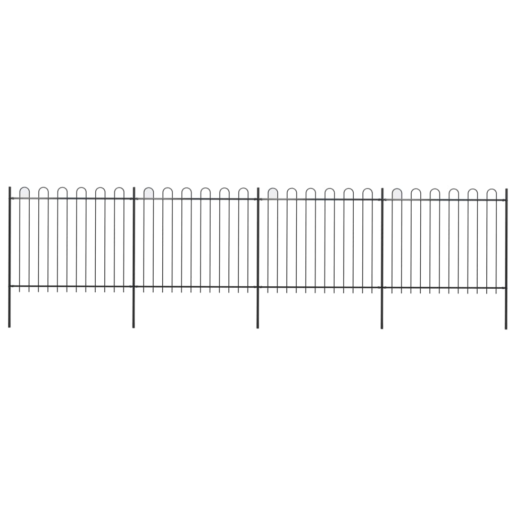 Berkfield Garden Fence with Hoop Top Steel 6.8x1.5 m Black