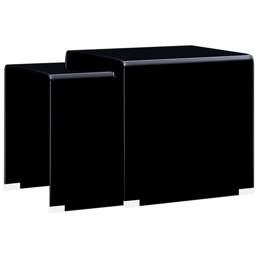 Berkfield Nesting Coffee Tables 2 pcs Black 42x42x41.5 cm Tempered Glass